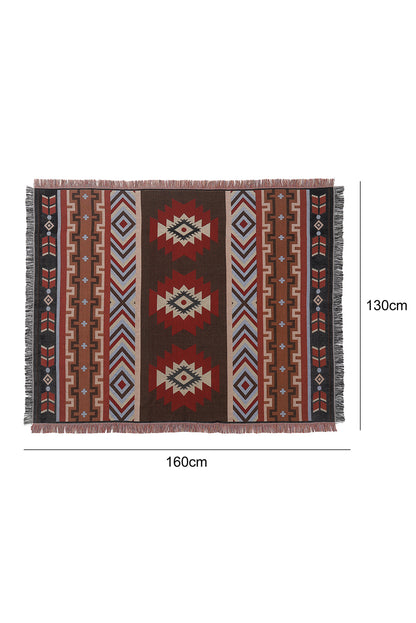 Western Pattern Tasseled Large Blanket