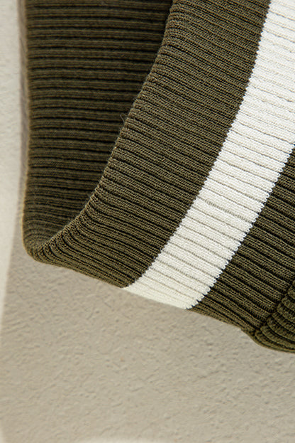 Blouson aviateur boutonné en velours côtelé vert brume avec patchwork