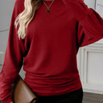 Red Dahlia Solid Color Extended Cuffs Long Sleeve Top