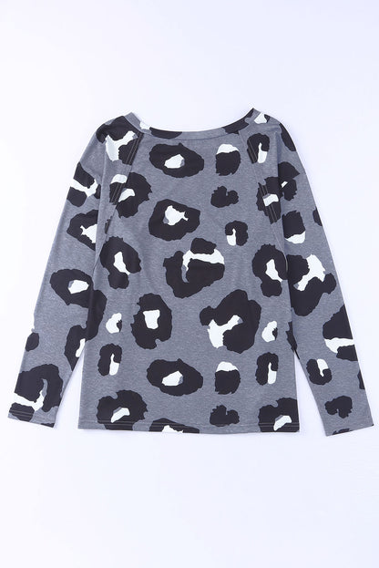 Print Long Sleeve Loose Top