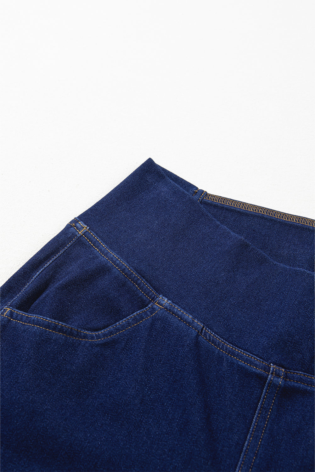 Jean évasé taille haute croisé bleu crépuscule uni