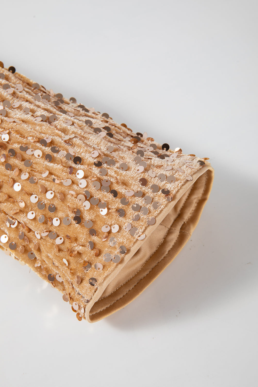 Veste courte ouverte à paillettes en polaire dorée