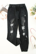 Pocketed Distressed Denim Joggers