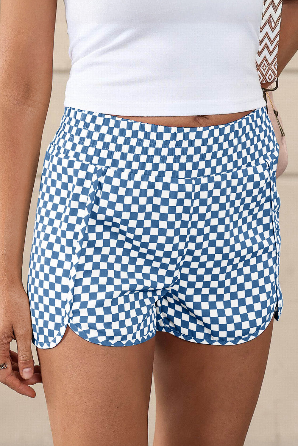 Blue Leopard High Waisted Athletic Shorts