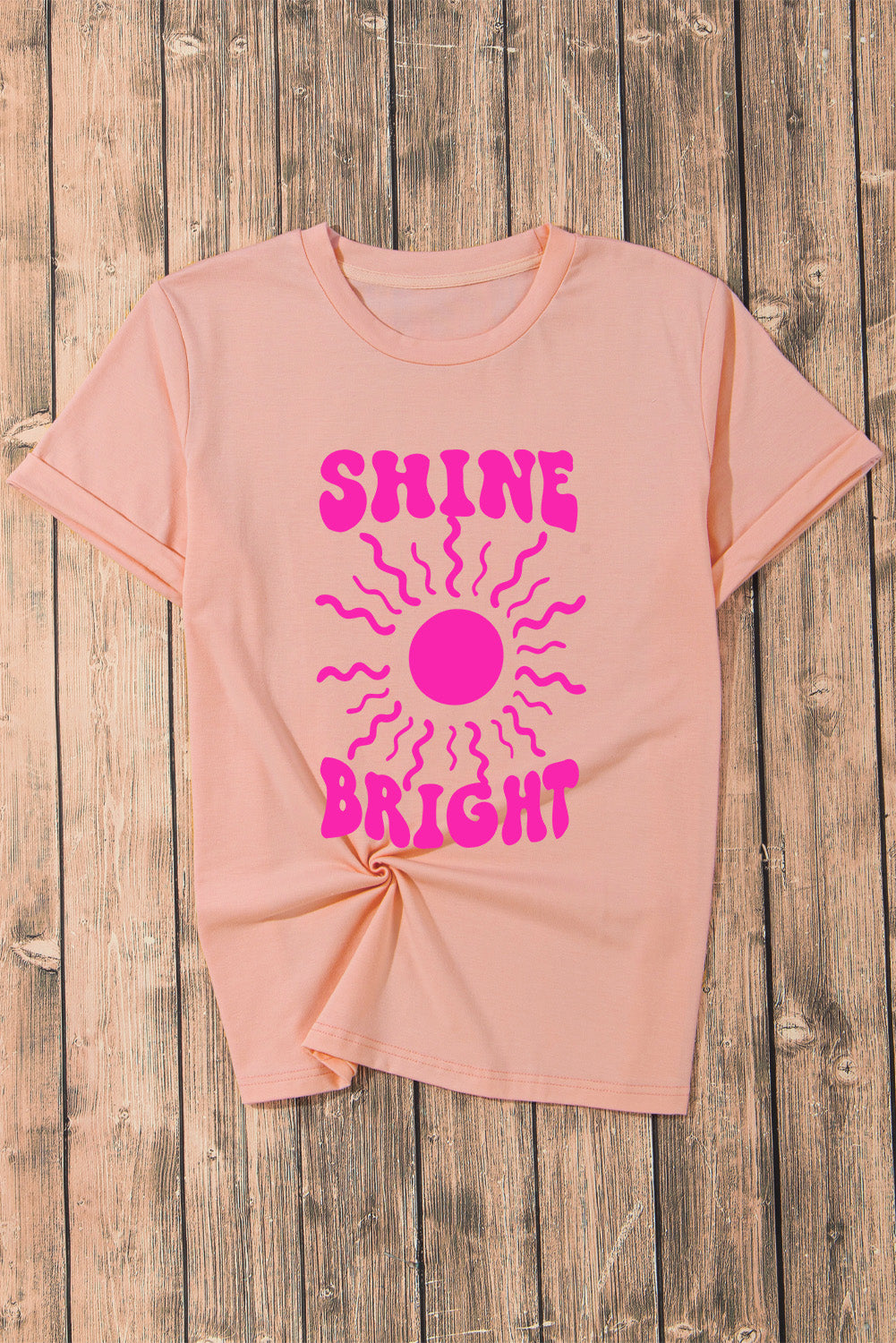 T-shirt décontracté graphique rose SHINE BRIGHT