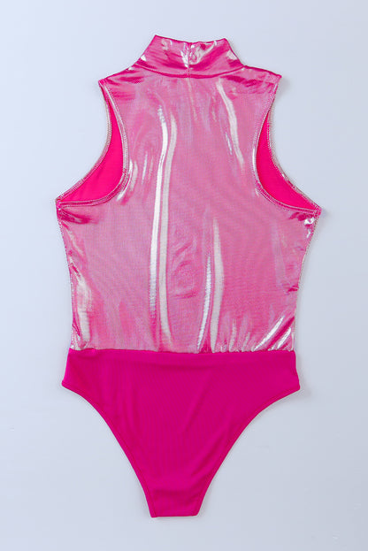 Body sans manches à col montant et paillettes 