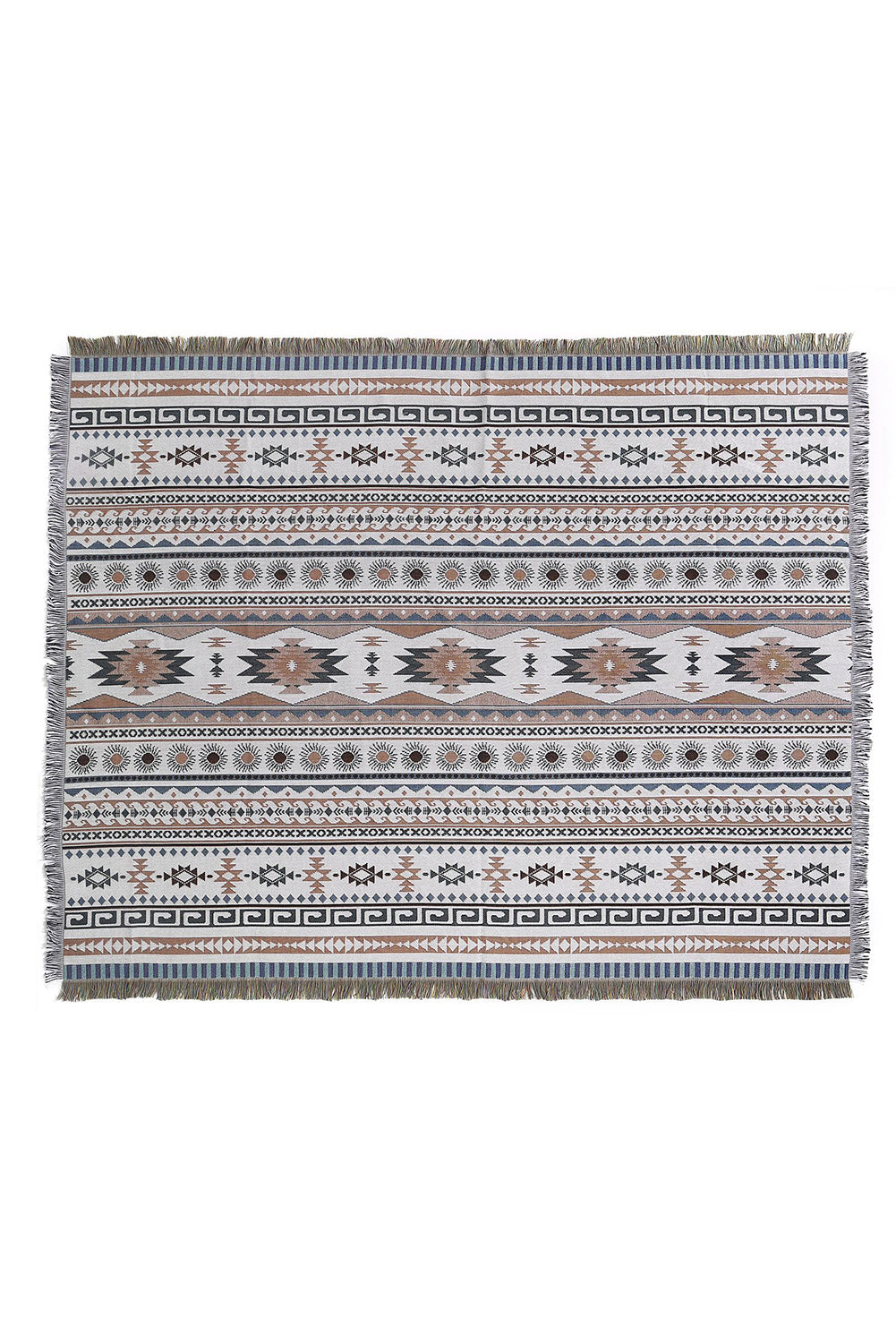 Western Pattern Tasseled Large Blanket