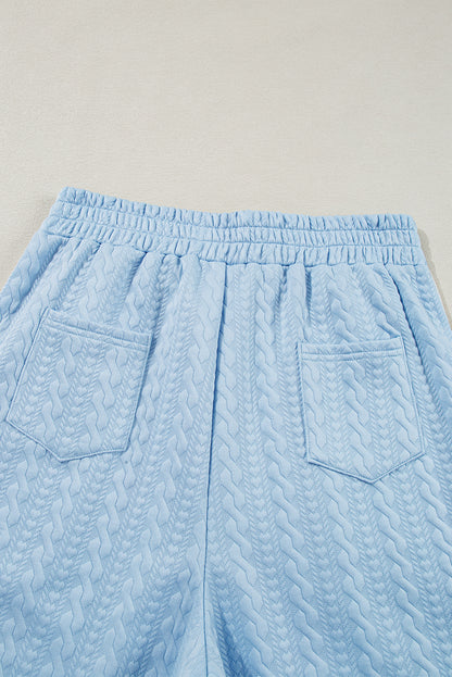 Ensemble débardeur et pantalon taille haute à bordures colorblock texturées bleu Beau