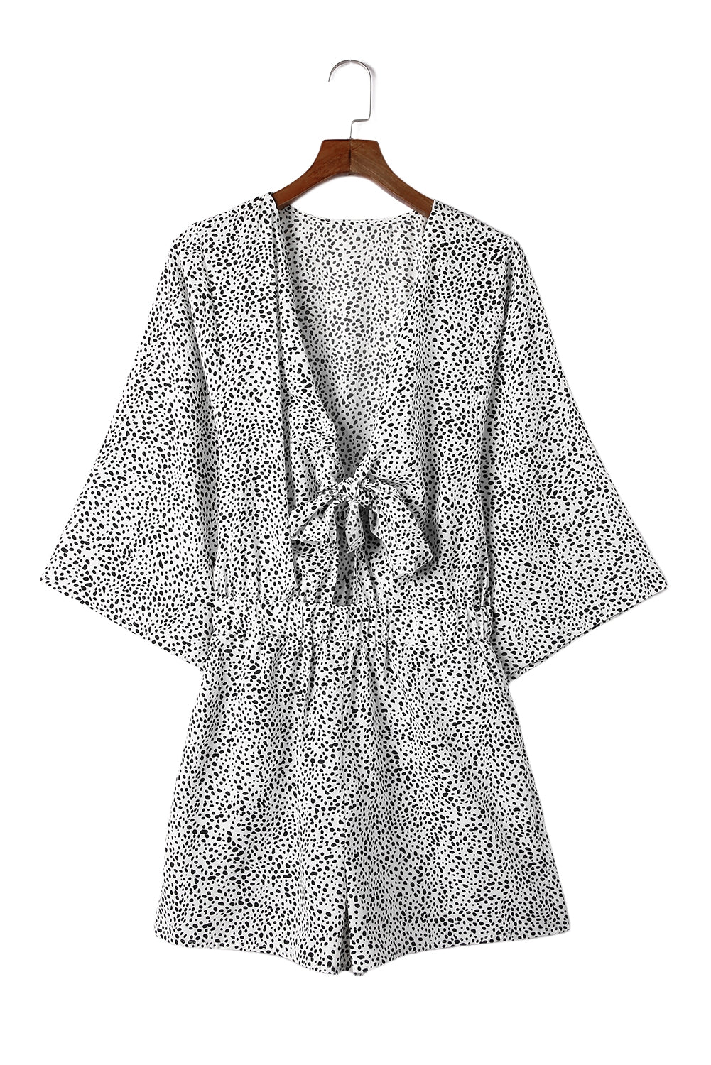 Blusa de guepardo con cuello con volantes y mangas 3/4 de color caqui 