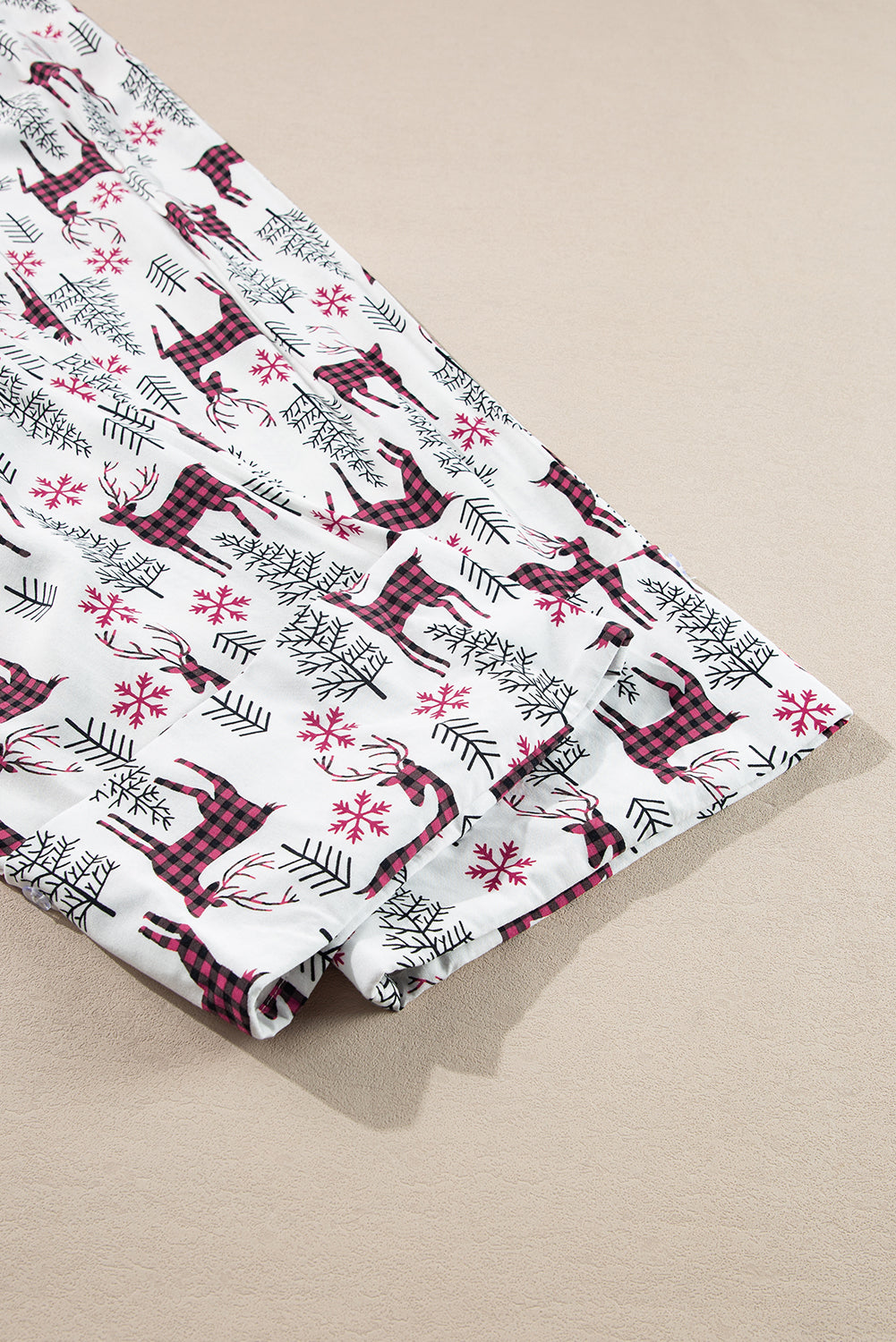 Ensemble pyjama blanc imprimé Noël avec chemise et pantalon