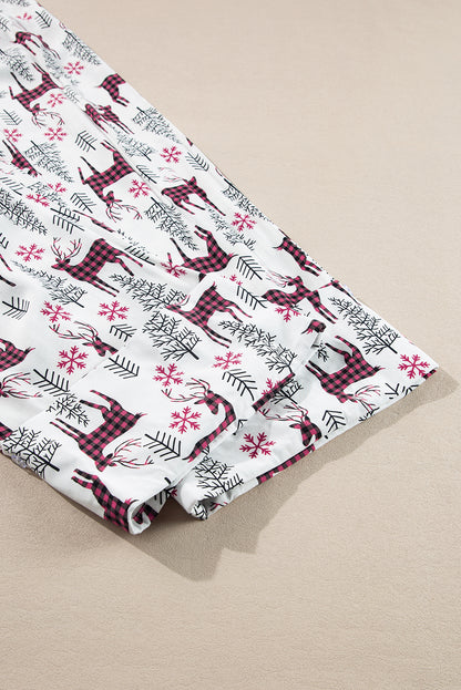 Ensemble pyjama blanc imprimé Noël avec chemise et pantalon