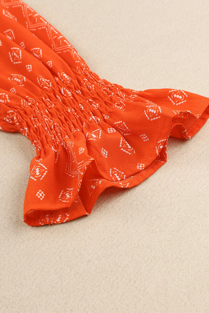 Blusa con botones y cuello en V con estampado floral 