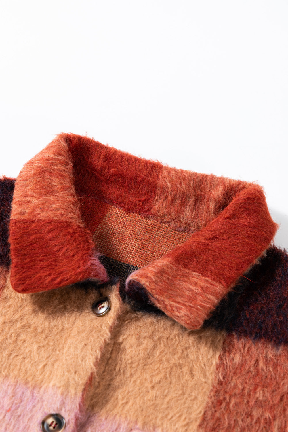 Veste décontractée grande taille à imprimé écossais orange avec poches à rabat et boutons