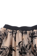 Falda larga de cintura alta con bordado de hojas florales