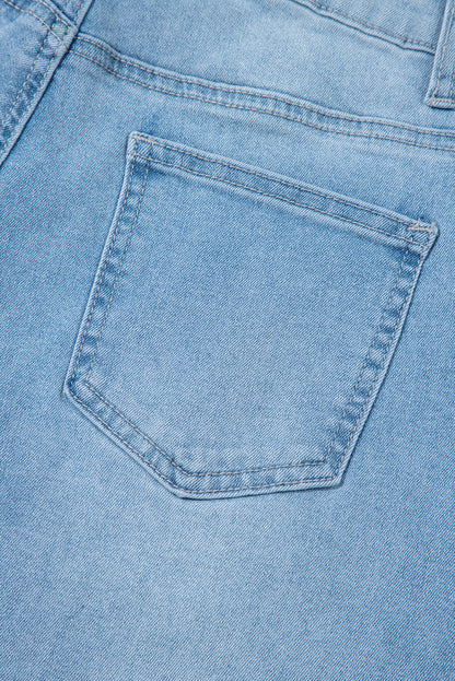 Beau Blue High Rise Barrel Relaxed Patch Pocket Jeans
