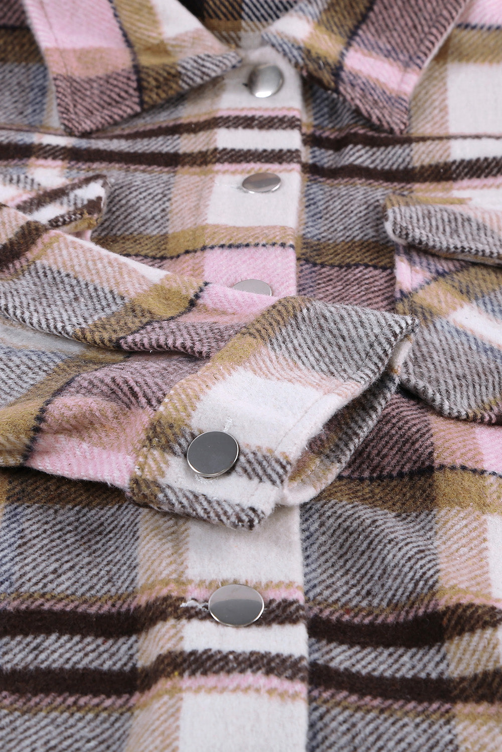 Veste à poches à imprimé géométrique à carreaux rose