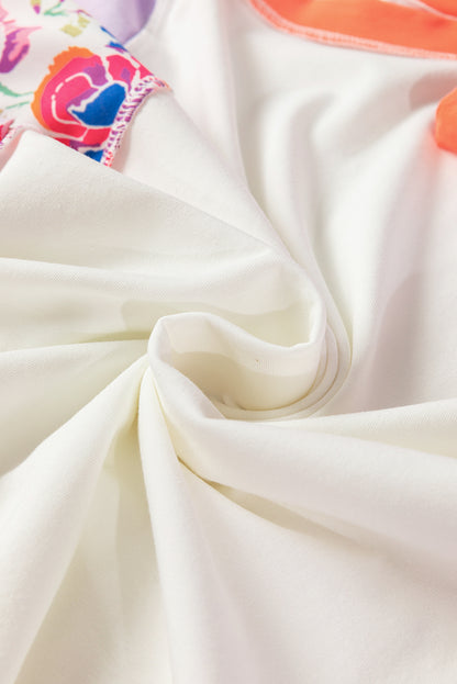 Chemisier décontracté à manches 3/4 et imprimé floral rose Sachet