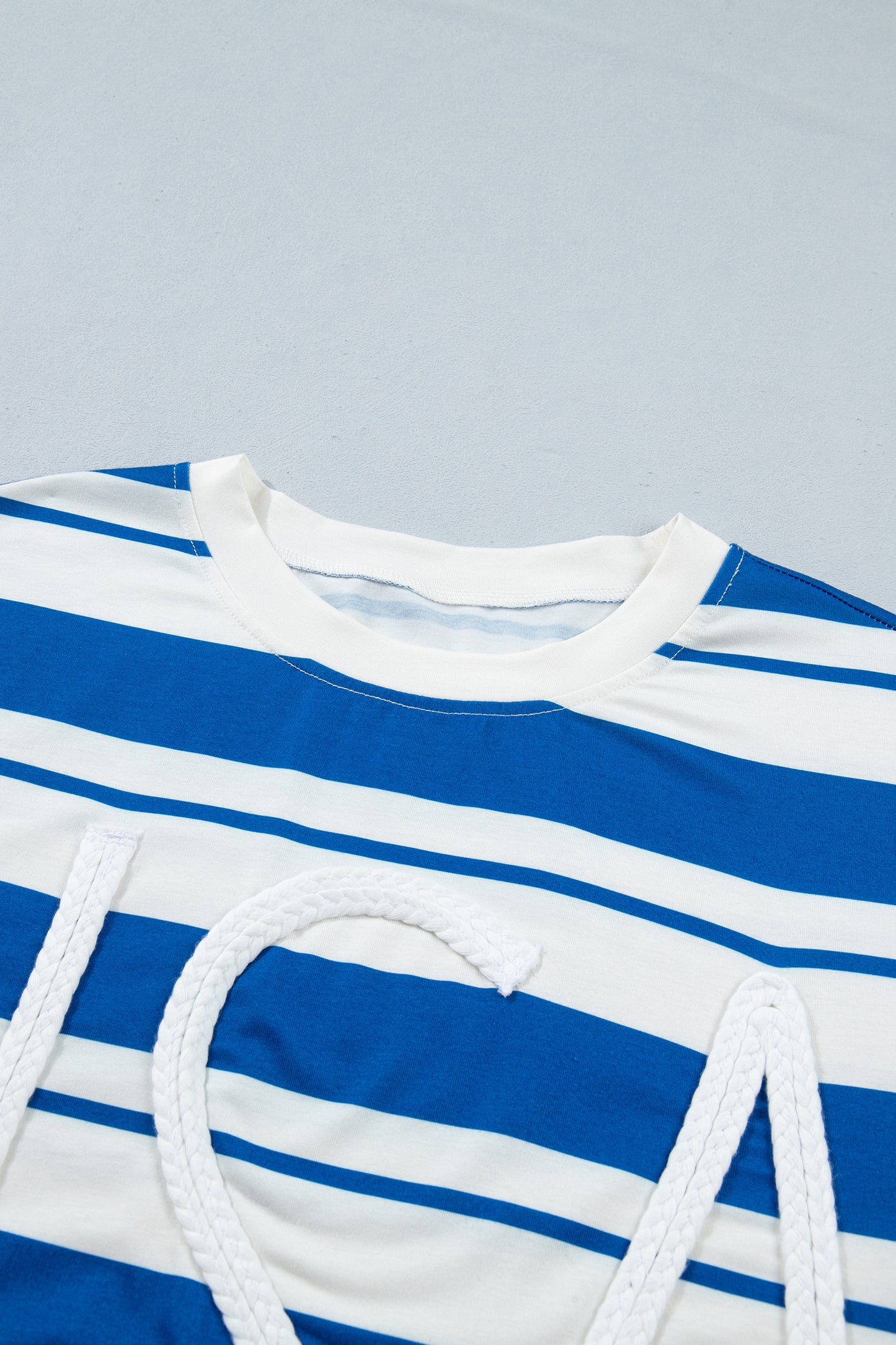 Blue Stripe USA Graphic Drop Shoulder Half Sleeve Loose T Shirt