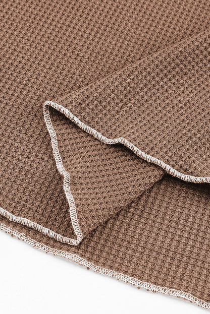 Smoke Gray Textured Round Neck Long Sleeve Top