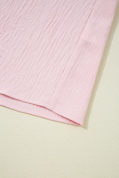 Chemisier grande taille à manches longues et patchwork floral rose contrasté