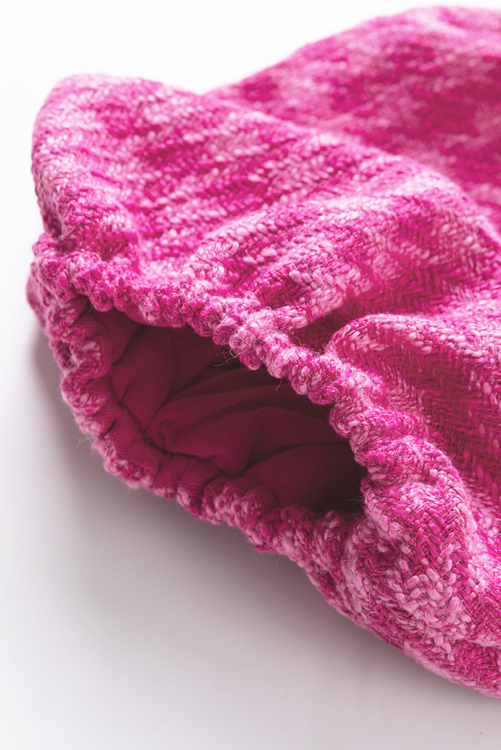 Haut à manches bouffantes en tweed blanc contrasté