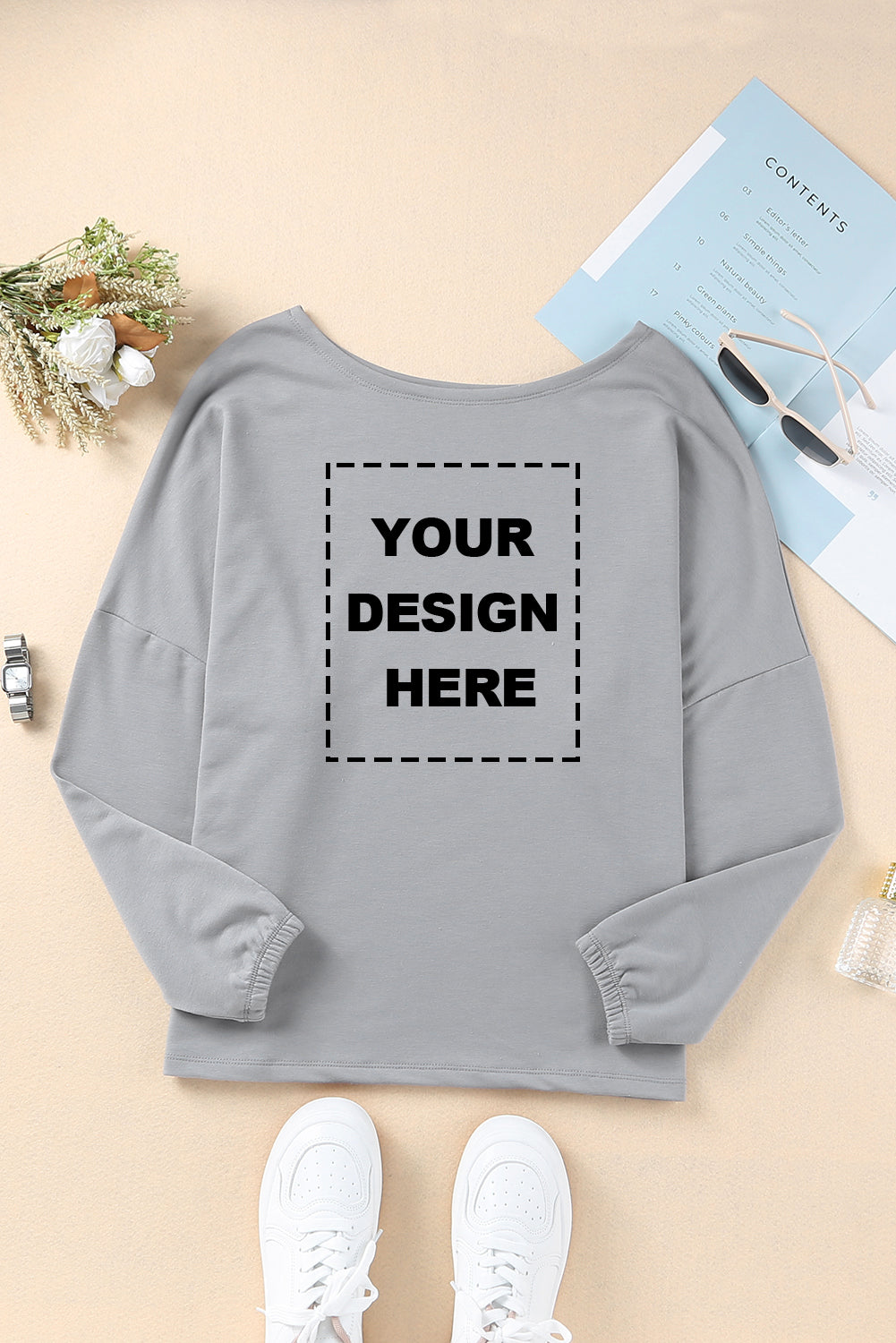 Haut ample à col large et manches chauve-souris 