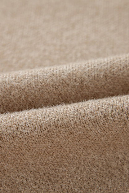 Parchment Flower Pattern Ribbed Trim Crew Neck Sweater