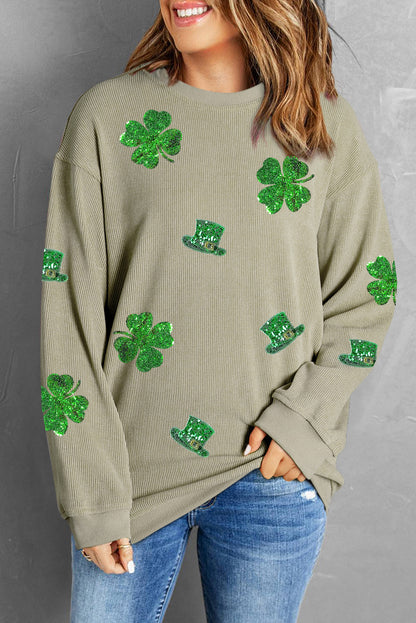 Sweat-shirt graphique vert à paillettes Saint-Patrick