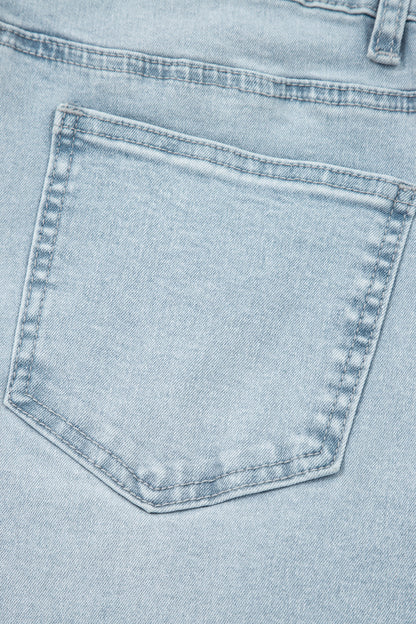 Beau Blue Frayed Cropped Barrel Jeans
