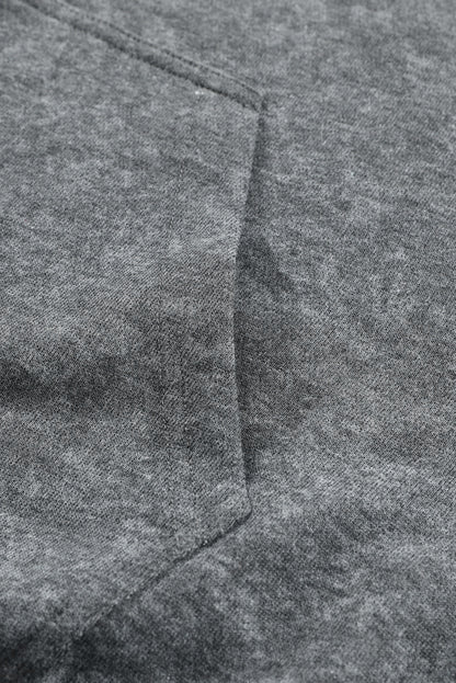 Sweat à capuche gris délavé avec cordon de serrage et poche kangourou