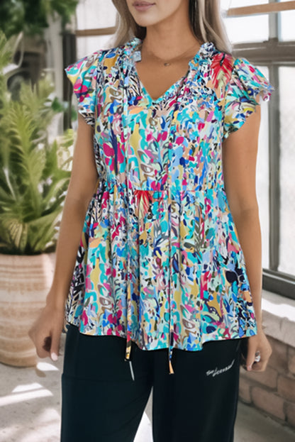 T-shirt ample à fleurs peintes 