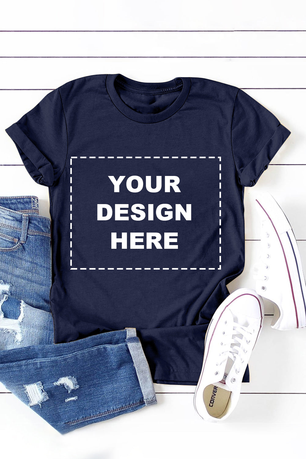 Blank Apparel - T-shirt ras du cou kaki uni personnalisé