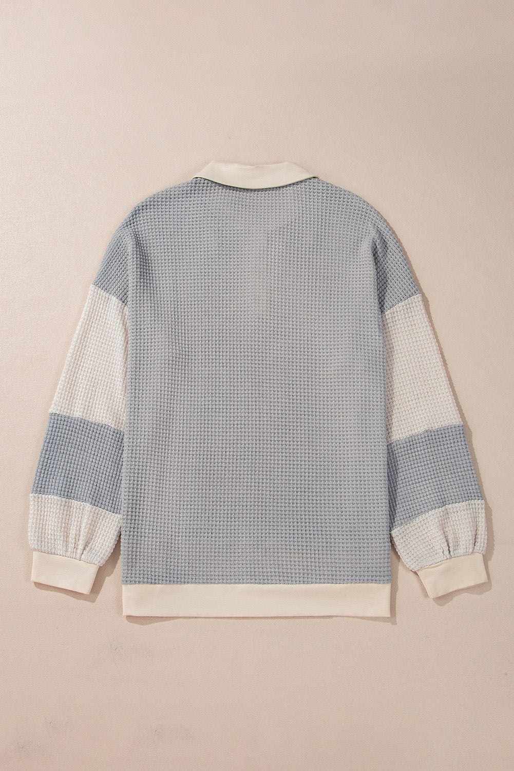 Haut Henley texturé kaki à col colorblock