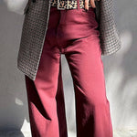 Red Dahlia Loose Straight High Waist Solid Color Jeans