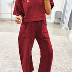 Racing Red Drop Shoulder Boxy Tee and Barrel Pants Set