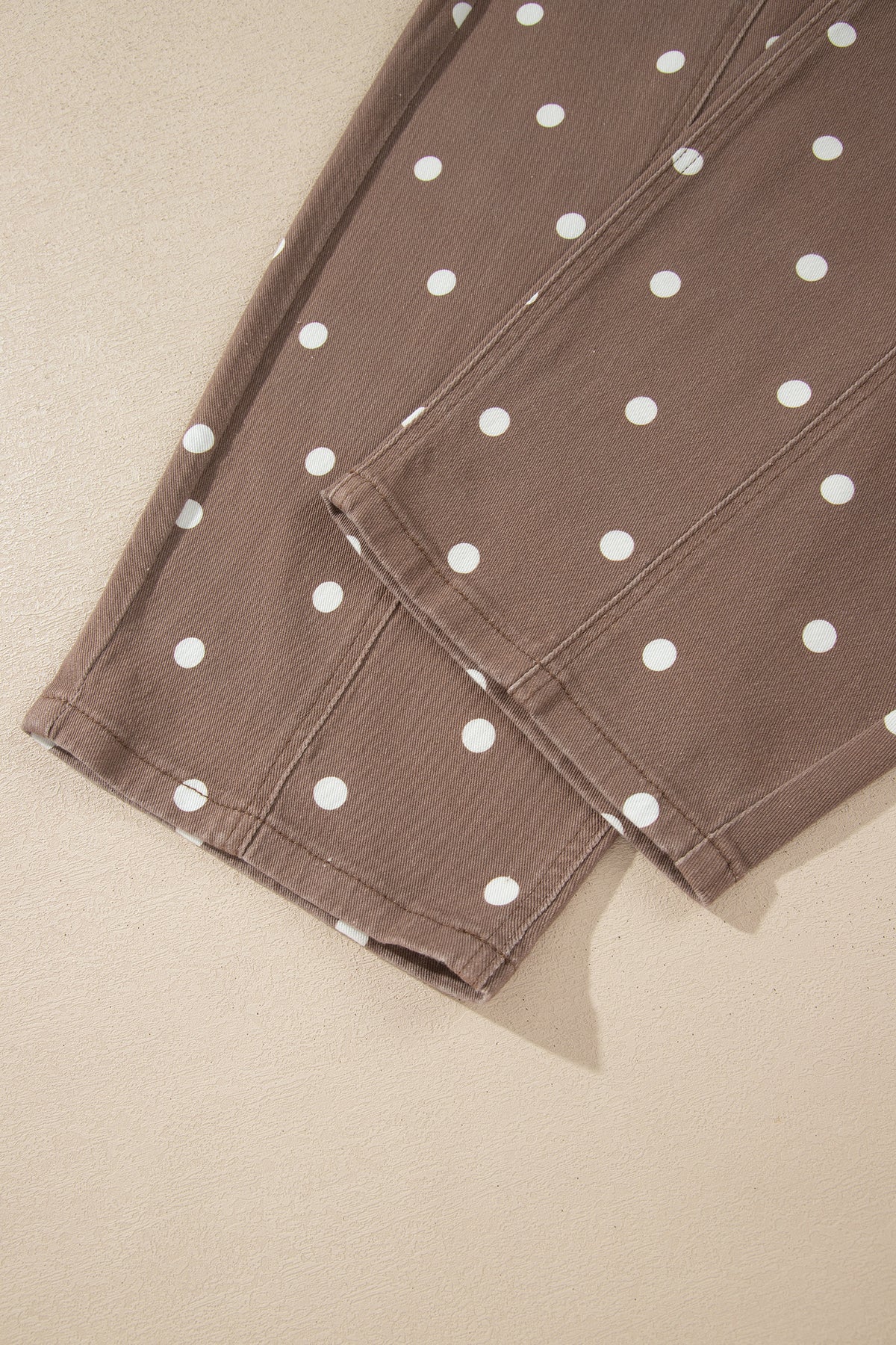 Pink Tailored Seam Polka Dot Print Ankle Length Casual Jeans