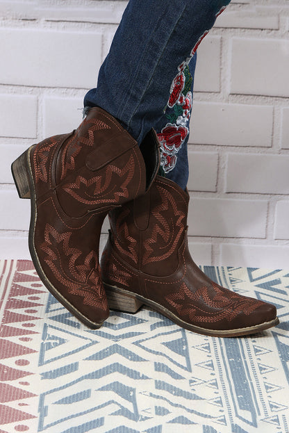 Ruby Western Embroidered Pointed Toe Cowgirl Boots