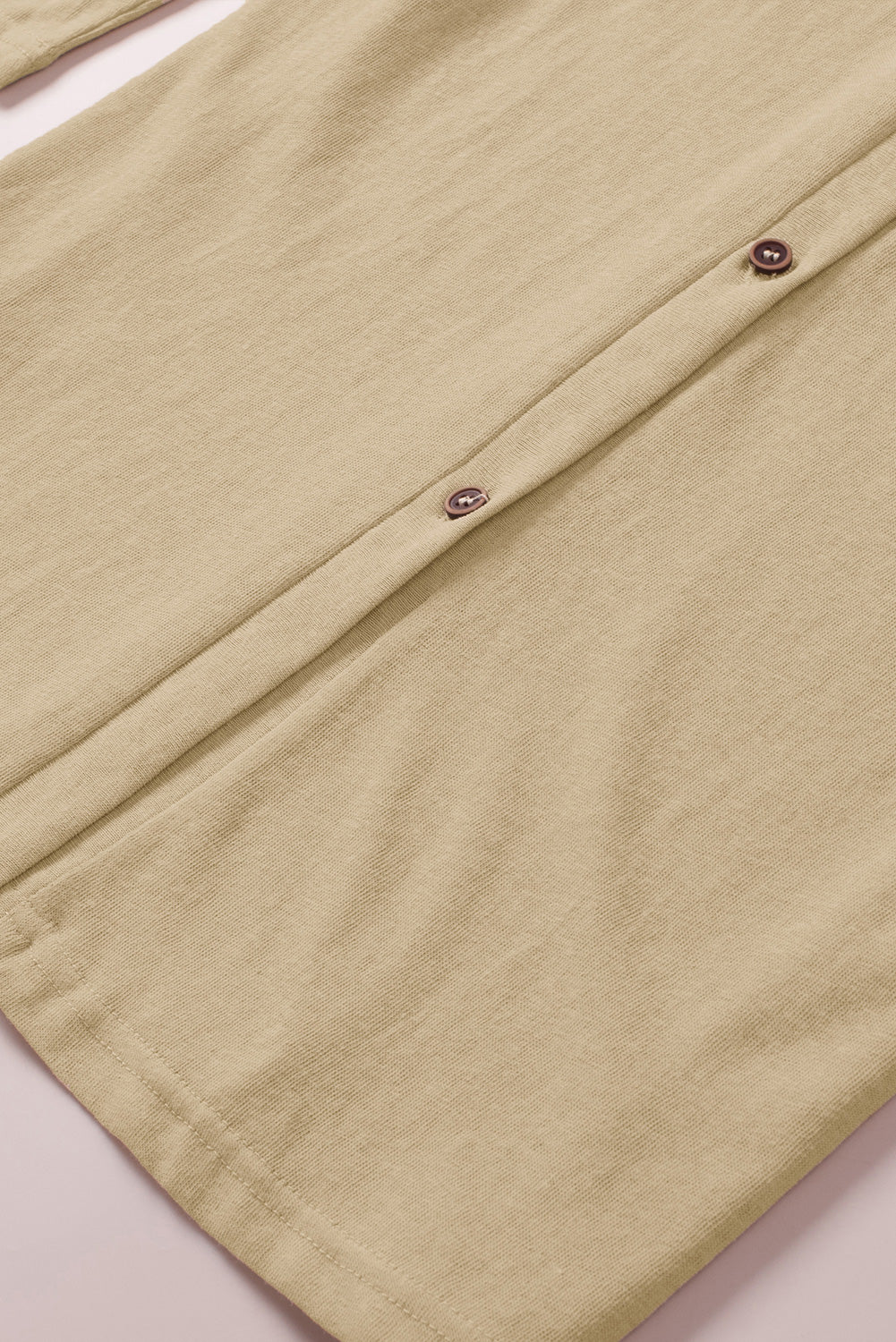 Cardigan ouvert à boutons de couleur unie beige