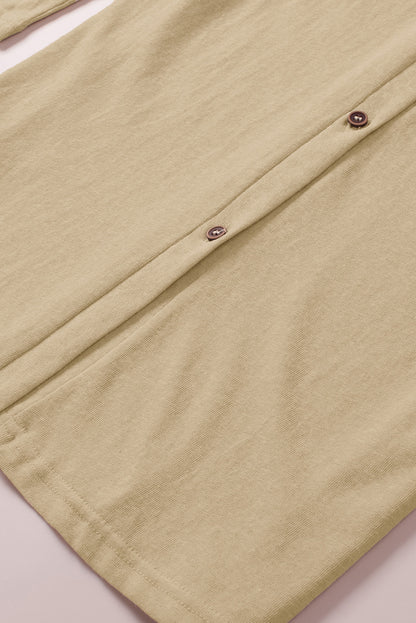 Cardigan ouvert à boutons de couleur unie beige