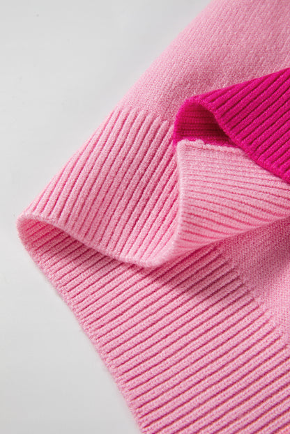 Bonbon Three Tone Contrast Round Neck Loose Sweater
