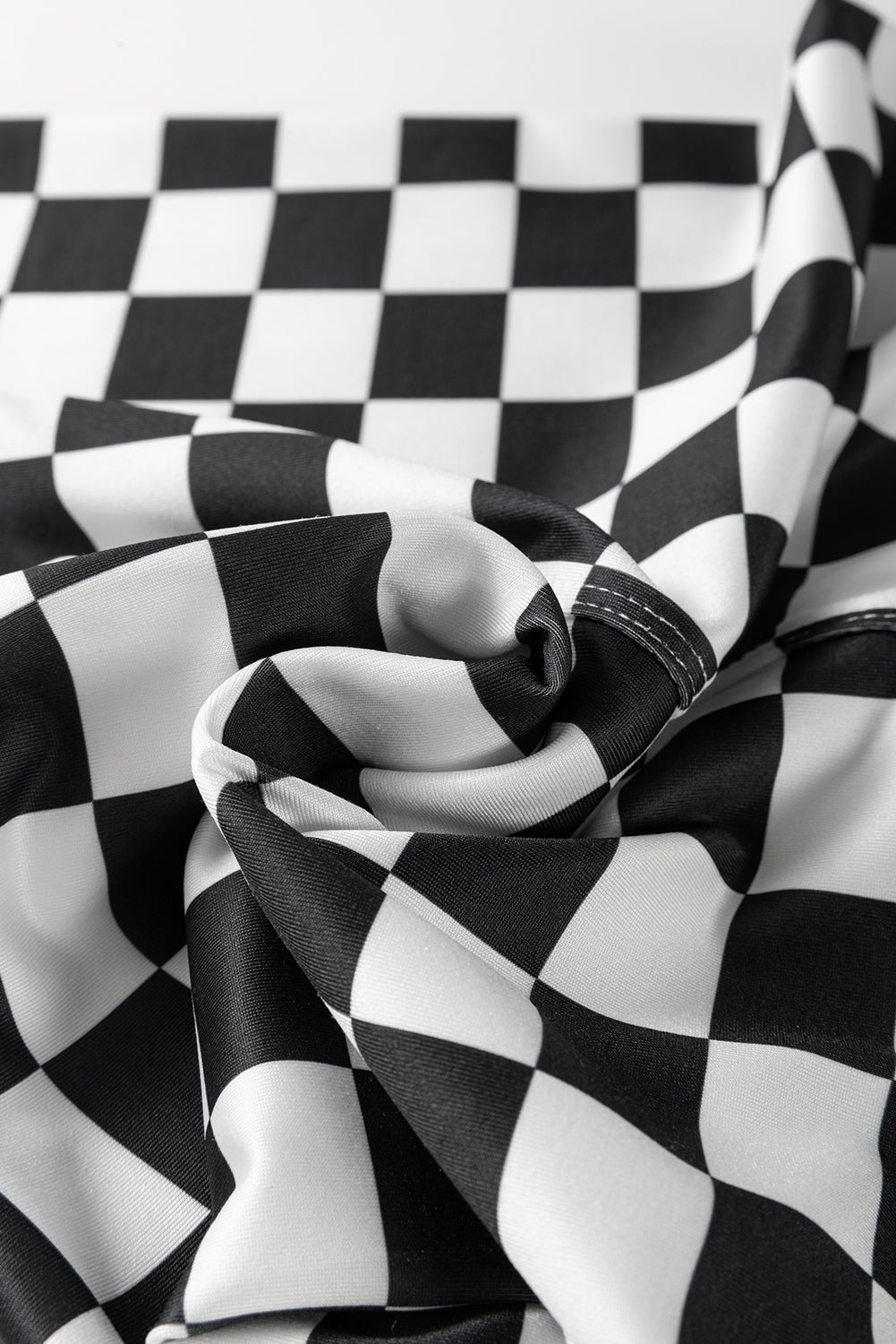 Short cycliste taille haute imprimé damier noir