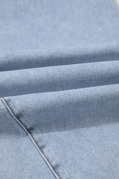 Beau Blue Solid Paneling Loose Fit Plus Size Jeans