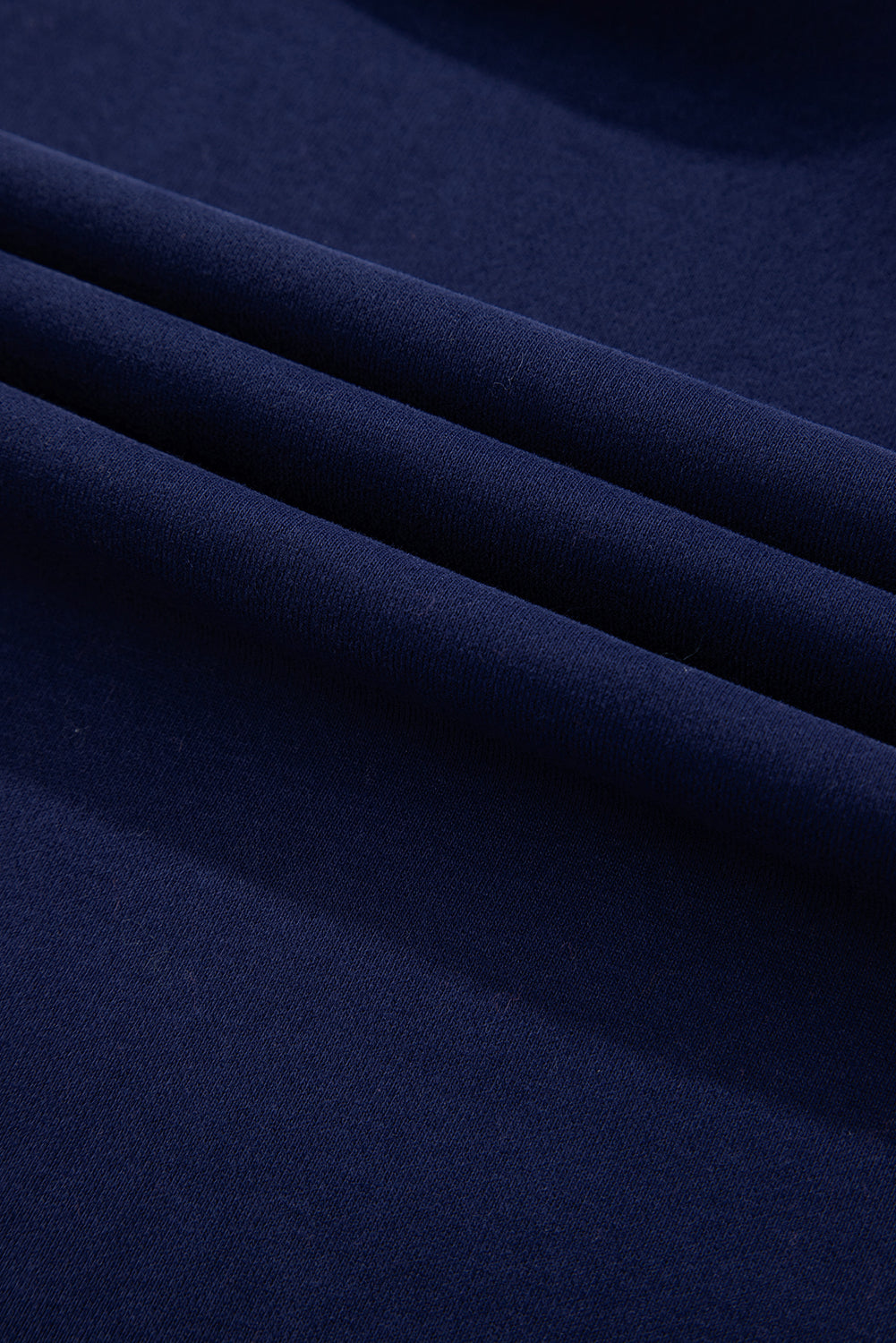 Navy Blue Solid O Neck High Low Hem Pullover Sweatshirt