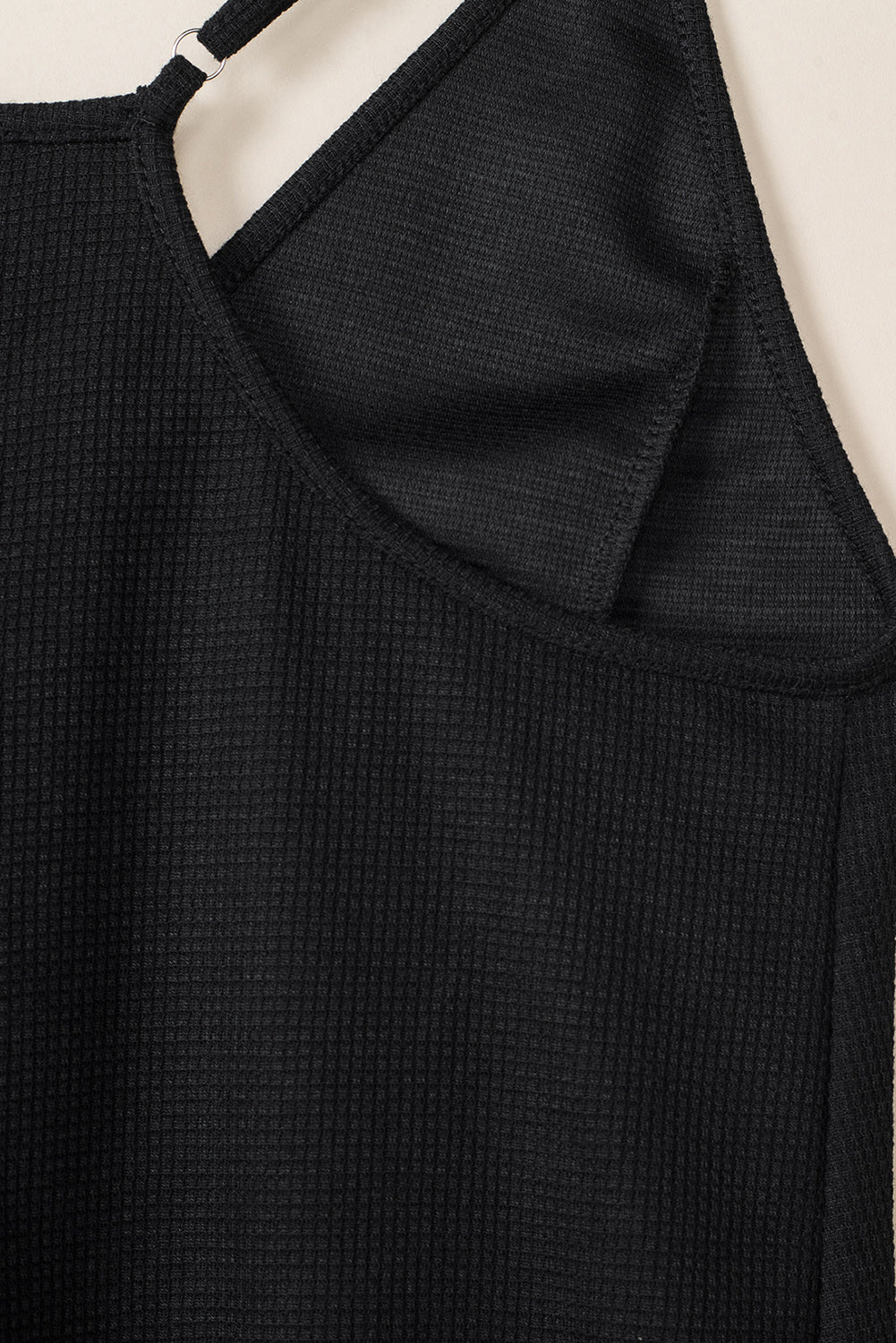 Mono casual texturizado sin mangas con cuello en V y bolsillos