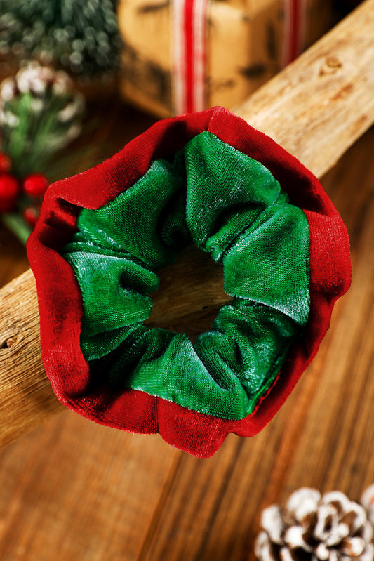 Dark Green Mixed Flannel Christmas Scrunchie Hair Tie