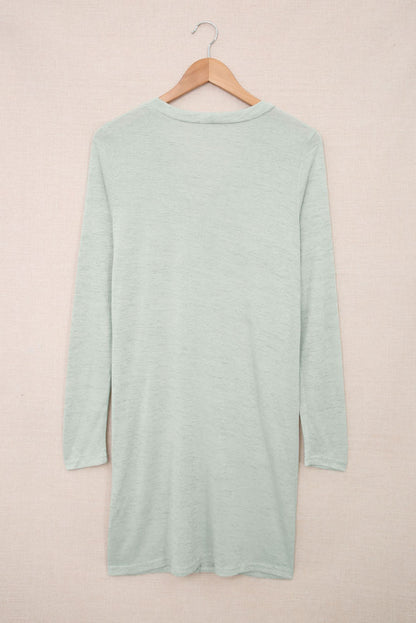 Cardigan ouvert à boutons de couleur unie beige