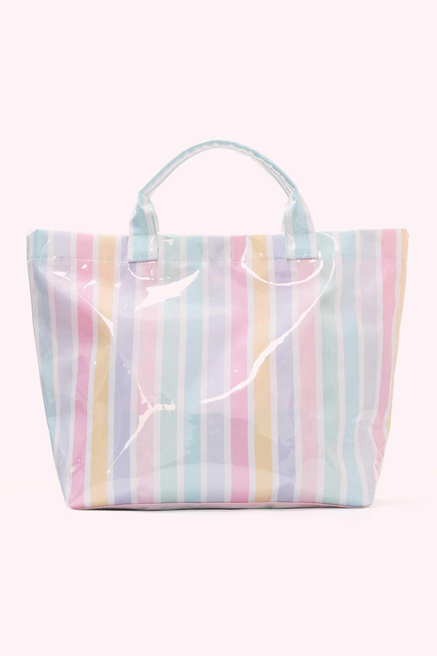 Red Glossy Striped Vinyl Large Tote Bag