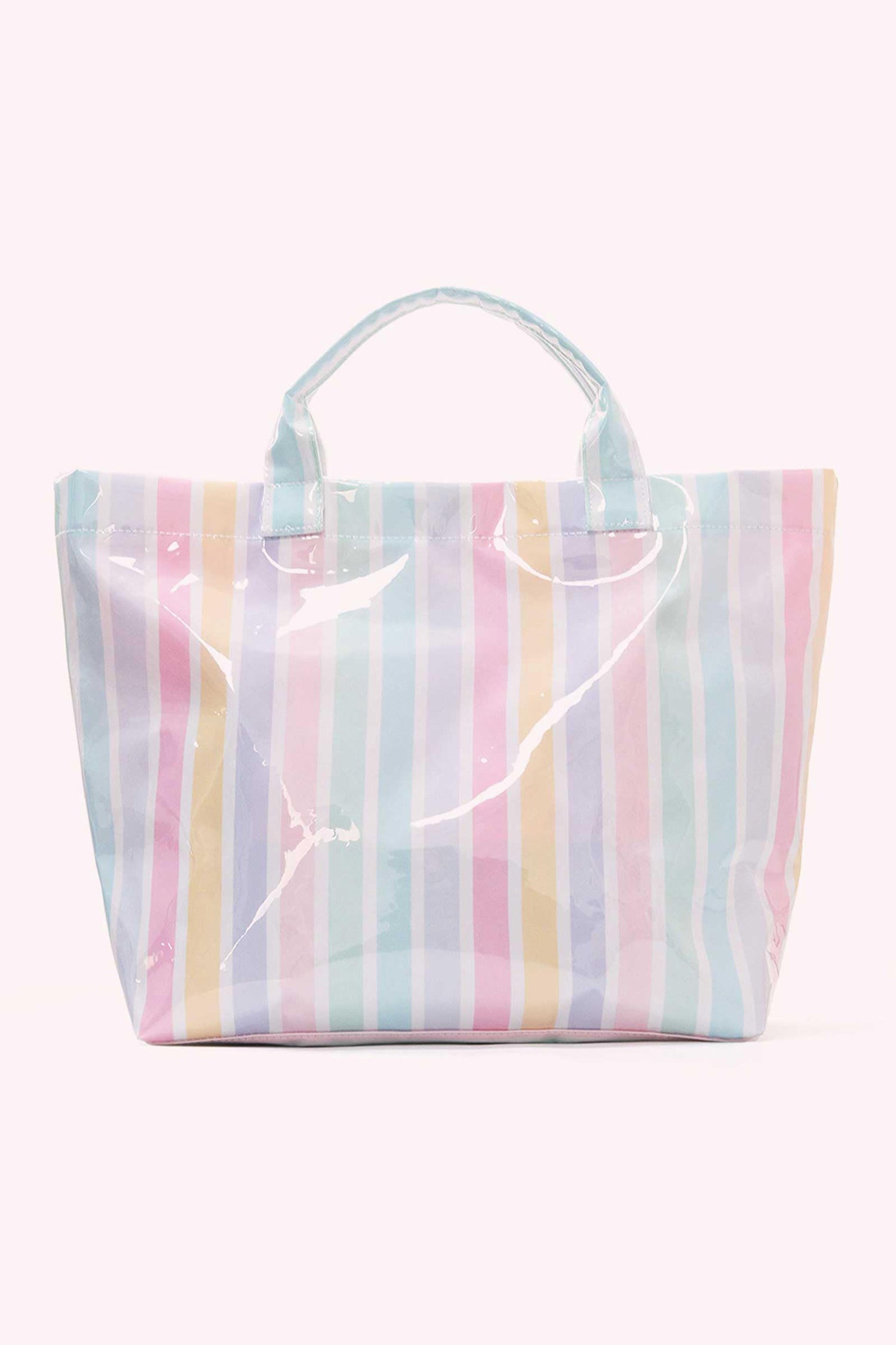 Red Glossy Striped Vinyl Large Tote Bag