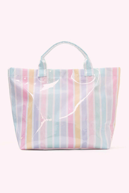 Red Glossy Striped Vinyl Large Tote Bag