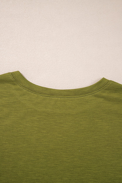 T-shirt patchwork à manches longues et imprimé floral vert fougère